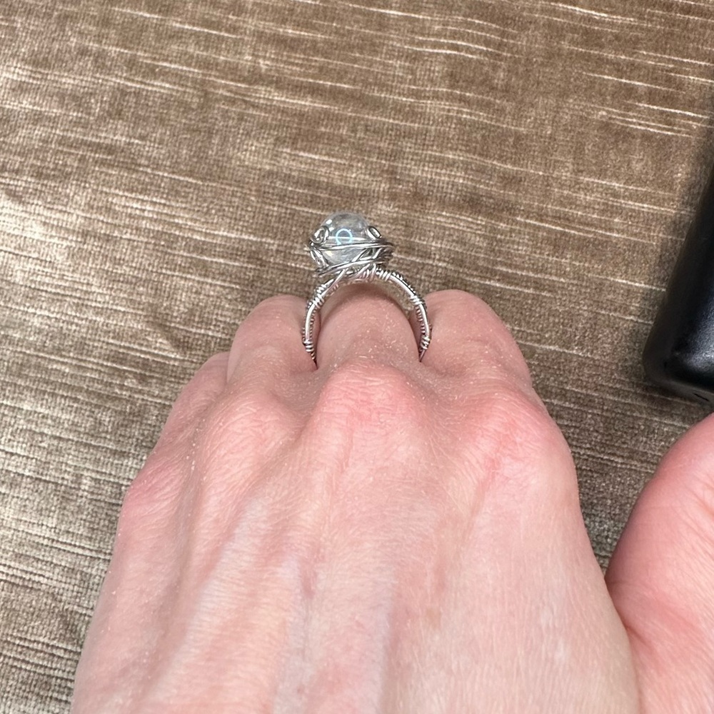 Glass Wire wrap ring size 10 - Picture 7 of 8